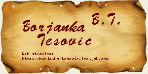 Borjanka Tešović vizit kartica